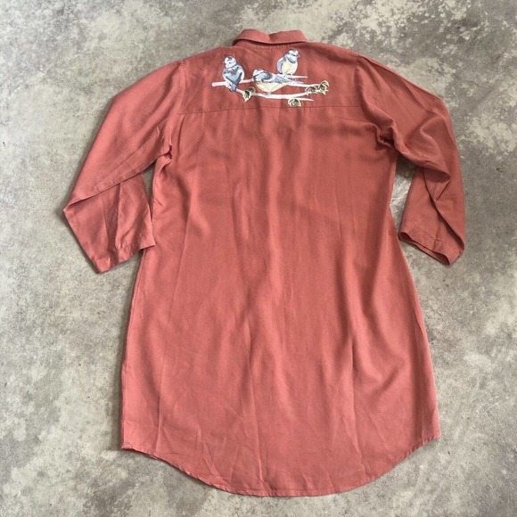 Parory Dress Womens Size 14 Button Front Collared Embroidered‎ Long Sleeve Pink - Picture 8 of 14